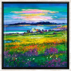 Evening Light on the Isle of Skye, Framed Tile by Jean Feeney