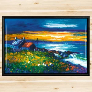 Sunset on a Lewis Shore, Framed Tile by Jean Feeney