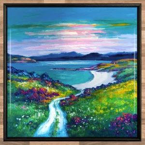 Lone Sail at Dawn, Isle of Skye, Framed Tile by Jean Feeney