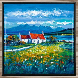 Croft and Cuillins, Ord, Isle of Skye, Framed Tile by Jean Feeney