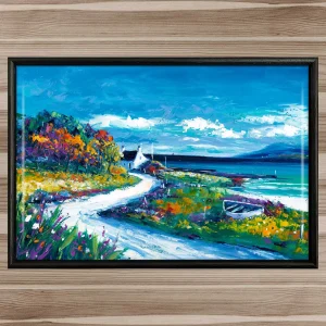 Sunlit Bay, Isle of Skye, Framed Tile by Jean Feeney