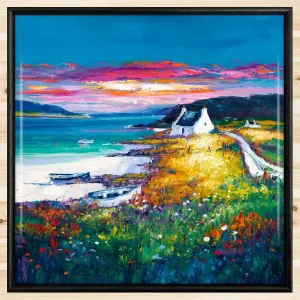 Sunset Camus Croise Bay, Isle of Skye, Framed Tile by Jean Feeney