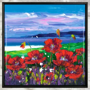 Torridon Poppies, Framed Tile by Jean Feeney