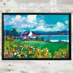 Steamer Heading for Port Appin, Framed Tile by Jean Feeney