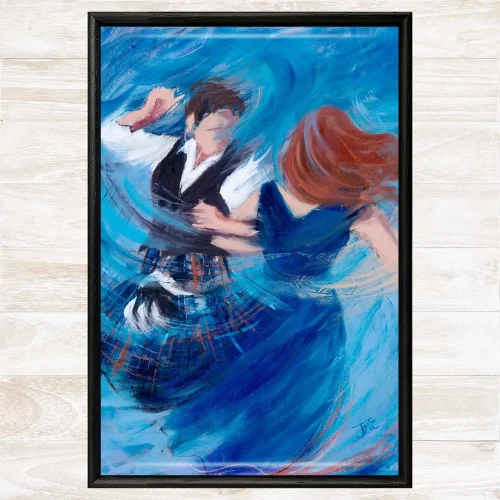 Fiddles and Footwork, Framed Tile by Janet McCrorie