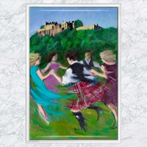 Ceilidh Amidst Majesty, Framed Tile by Janet McCrorie - Image 2