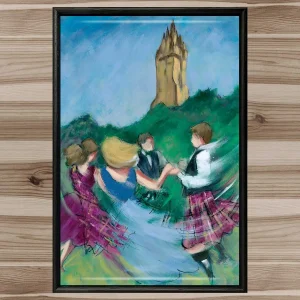 Highland Dance at Stirling's Heart, Framed Tile by Janet McCrorie