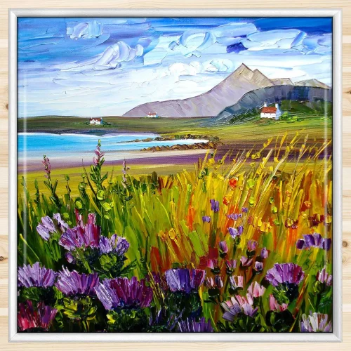 Wild Thistles, Skye, Framed Tile by Sheila Fowler - Image 2