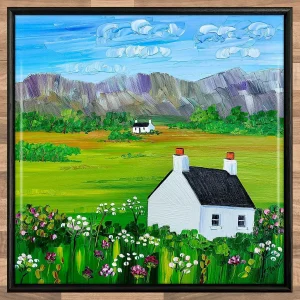 Cottages at Blaven, Skye, Framed Tile by Sheila Fowler