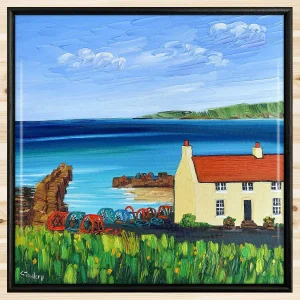 St Andrews Harbour, Framed Tile by Sheila Fowler