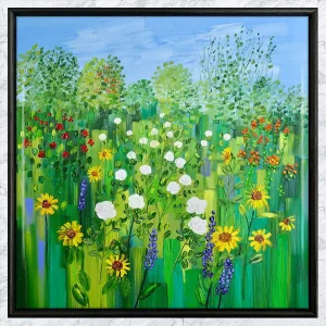 Summer Border with Roses and Sunflowers, Framed Tile by Sheila Fowler