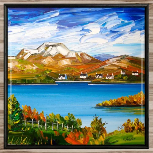 Autumn, Loch Lomond, Framed Tile by Sheila Fowler