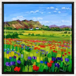 Poppies and Thistles, Perthshire, Framed Tile by Sheila Fowler