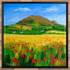 Poppies at Lower Largo, Framed Tile by Sheila Fowler