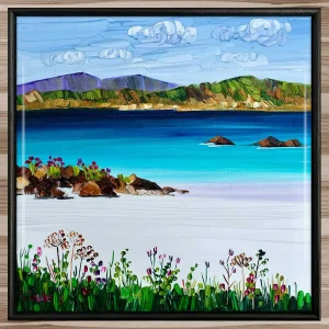 Sea Thrift and Grasses, Iona, Framed Tile by Sheila Fowler