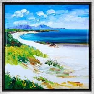 Traigh Iar, North Uist, Framed Tile by Sheila Fowler