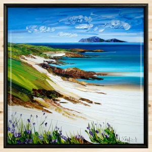 White Sands and Wildflowers, Iona, Framed Tile by Sheila Fowler
