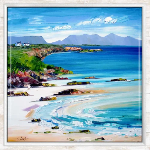 Arisaig to Rhum and Eigg, Framed Tile by Sheila Fowler - Image 2