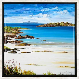Beach Rocks, Iona, Framed Tile by Sheila Fowler