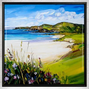 Kiloran Bay, Colonsay, Framed Tile by Sheila Fowler