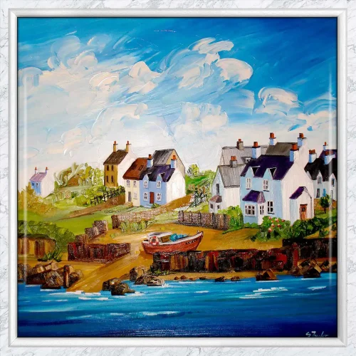 Close to Shore, Islay, Framed Tile by Sheila Fowler - Image 2
