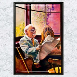 Reading the Paper, Framed Tile by Scott McGregor