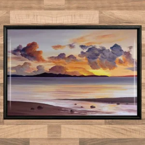 Warm Evening over Arran, Framed Tile by Scott McGregor