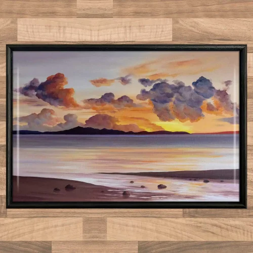Warm Evening over Arran, Framed Tile by Scott McGregor