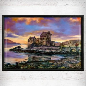 Purple Sky, Eilean Donan, Framed Tile by Scott McGregor