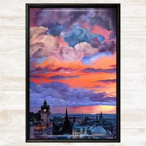 Edinburgh Dusk (Portrait), Framed Tile by Scott McGregor