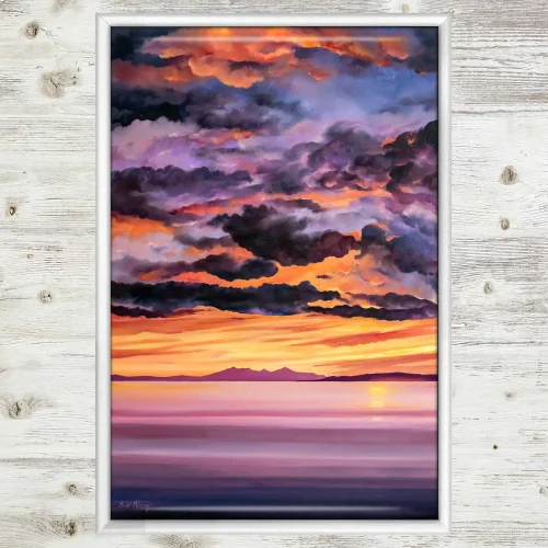 Purple Sky over Arran, Framed Tile by Scott McGregor - Image 2