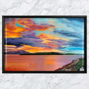 Gourock Sunset, Framed Tile by Scott McGregor