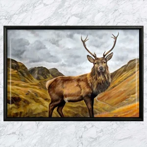 Glencoe Stag, Framed Tile by Scott McGregor