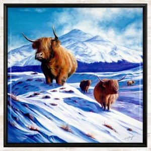 Coos in the Snow, Framed Tile by Scott McGregor