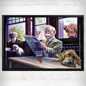 Colonel, Clyde and Two Coos, Framed Tile by Scott McGregor