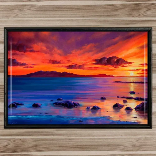 Arran Sunset, Framed Tile by Scott McGregor
