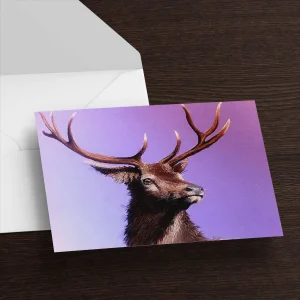 Red Stag on Lilac, Greeting Card by Ann Vastano