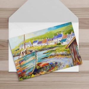Boat Yard-Portnahaven, Greeting Card by Ann Vastano
