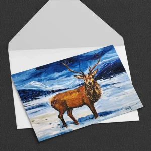 Red Stag, Glen Feshie, Greeting Card by Ann Vastano