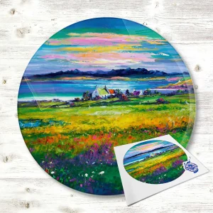 Evening Light on the Isle of Skye, Glass Cutting Board by Jean Feeney