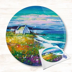 Evening Approaches, Isle of Lewis, Glass Cutting Board by Jean Feeney