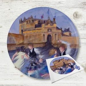 Castle Connections, Glass Cutting Board by Janet McCrorie