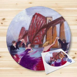 Footsteps at the Forth, Glass Cutting Board by Janet McCrorie