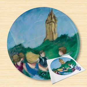 Highland Dance at Stirling's Heart, Glass Cutting Board by Janet McCrorie