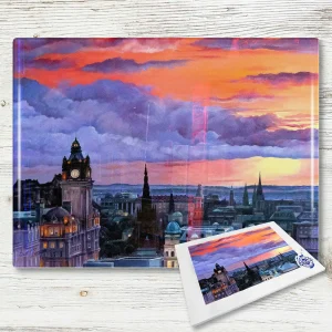 Edinburgh Dusk (Landscape), Glass Cutting Board by Scott McGregor
