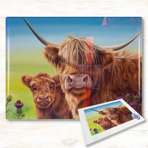 Me, My Boy and a Bee, Glass Cutting Board by Scott McGregor