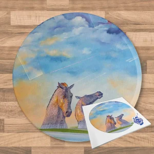 Kelpies, Glass Cutting Board by Scott McGregor
