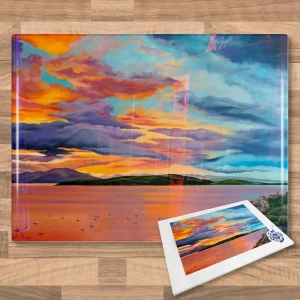 Gourock Sunset, Glass Cutting Board by Scott McGregor