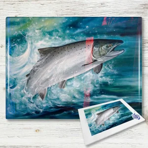 Salmon, Glass Cutting Board by Scott McGregor