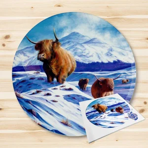 Coos in the Snow, Glass Cutting Board by Scott McGregor